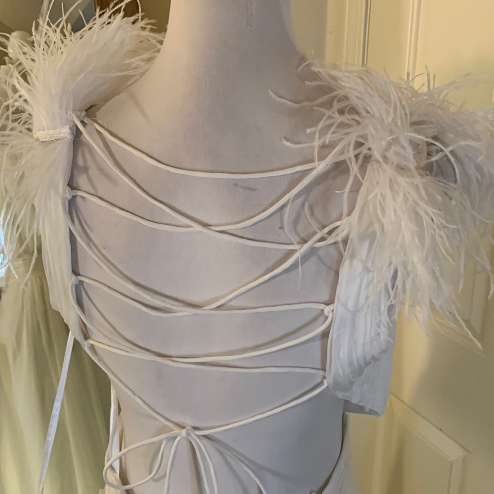 MAC DUGGAL
Plunge Ostrich Feather A Line Gown - Picture 13 of 16